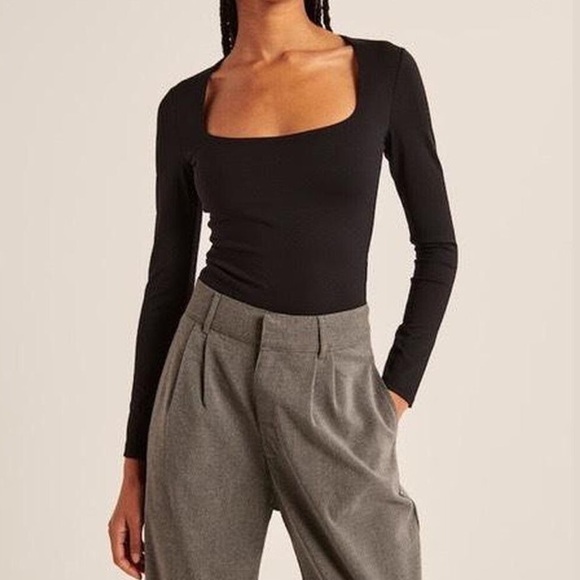 Abercrombie & Fitch Tops - Abercrombie & Fitch Long-Sleeve Cotton Seamless Fabric Squareneck Bodysuit